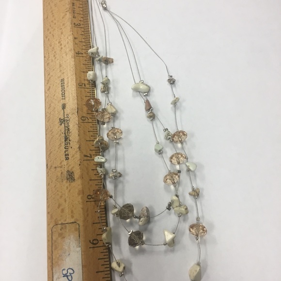 Necklace- 3 strand wire with crystal & stone. - Picture 4 of 4